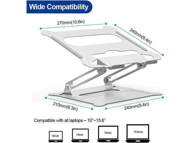 Alt view image 5 of 7 - Laptop Stand, Aluminum Foldable Computer Stand, Ergonomic Adjustable Laptop Riser Compatible with All Laptops 10-17" MacBook Pro, iPad Air(Z19-Silver)