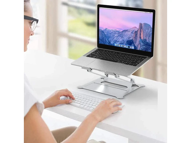 Alt view image 6 of 7 - Laptop Stand, Aluminum Foldable Computer Stand, Ergonomic Adjustable Laptop Riser Compatible with All Laptops 10-17" MacBook Pro, iPad Air(Z19-Silver)