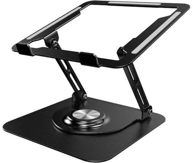 Main image of Laptop Stand, Ergonomic 360° Swivel Laptop Stand for Desk, Adjustable Metal Computer Stand, Foldable and Portable Laptop Riser Holder for MacBook, iPad Pro, 10-16" Laptops - Black