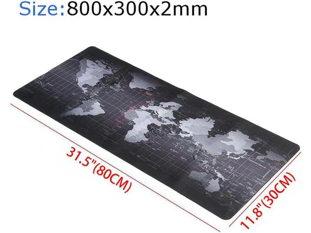 Alt view image 2 of 7 - Extended Large Gaming Mouse Pad - 31.5"x11.8"x0.08" Dimension - Portable with Extended XL Size - Non-slip Rubber Base - Special Treated Textured Weave with Precision Control (worldmap)