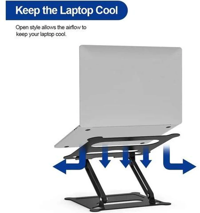 Alt view image 2 of 7 - Adjustable Laptop Stand, Aluminum Computer Riser, Ergonomic Computer Stand for desk, Laptop Riser Notebook Stand ,Compatible with 10 - 17 Inches laptop, MacBook, Air, Pro, -(Z19-Black)