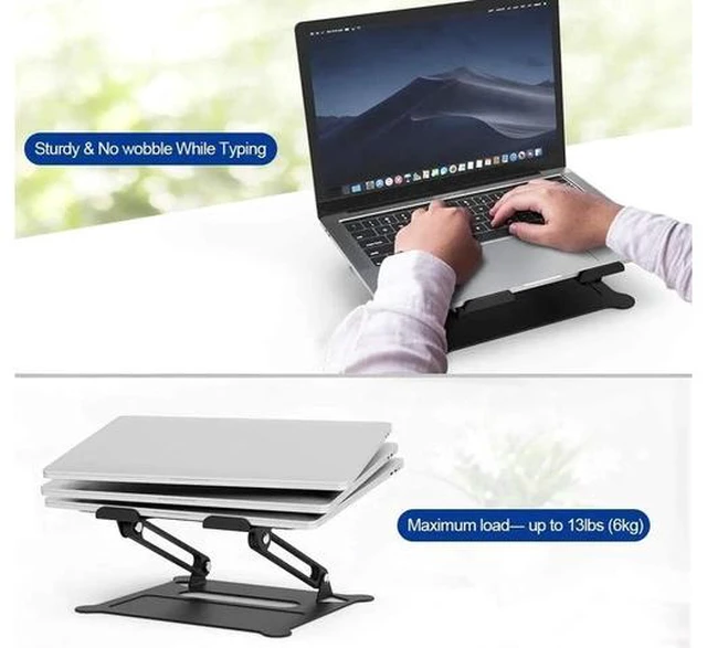 Alt view image 5 of 7 - Adjustable Laptop Stand, Aluminum Computer Riser, Ergonomic Computer Stand for desk, Laptop Riser Notebook Stand ,Compatible with 10 - 17 Inches laptop, MacBook, Air, Pro, -(Z19-Black)