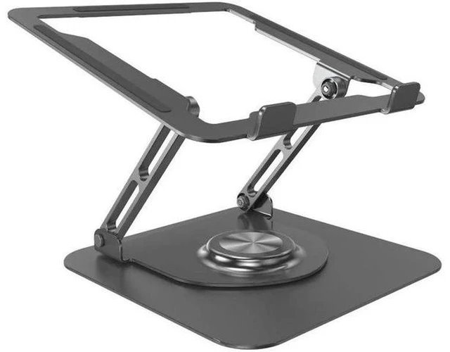 Main image of Ultra-Stable Swivel Laptop Stand for Desk, 300% Larger Base Stability, Military-Grade Aluminum, Anti-Loosening Structure, CNC Technology of Height Adjustable Laptop Stand, Suitable for 10"-16" (Black