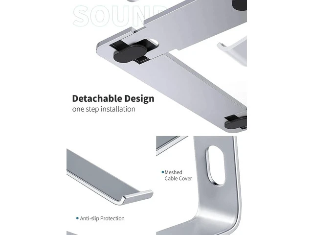 Alt view image 2 of 7 - Adjustable Laptop Stand, Detachable Ergonomic Riser Notebook Computer Holder Stand Compatible with Air, Pro, Dell XPS, HP, Lenovo More 10-15.6" Laptops, Silver