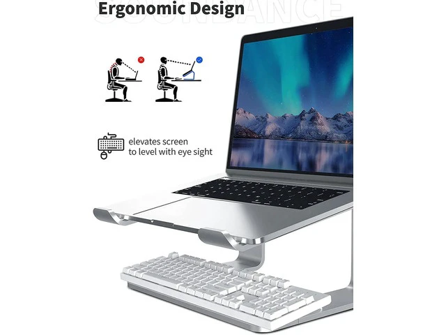 Alt view image 6 of 7 - Adjustable Laptop Stand, Detachable Ergonomic Riser Notebook Computer Holder Stand Compatible with Air, Pro, Dell XPS, HP, Lenovo More 10-15.6" Laptops, Silver