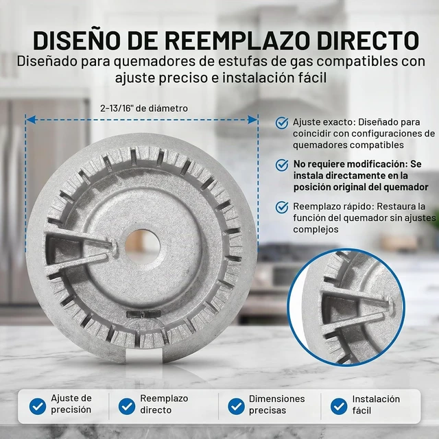 Alt view image 6 of 6 - WB16K10055 Reemplazo de quemador mediano para estufa de gas GE y estufa
Reemplazo del cabezal de quemador de gas para GE, reemplaza WB16K10023 WB16K10030 AP3872881