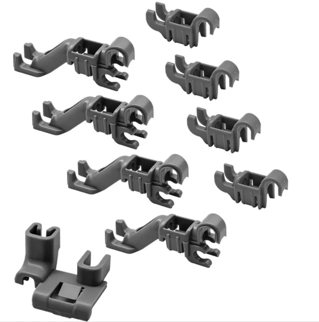 Main image of Dishwasher Lower Rack Roller Clips Replacement Parts 00632372, Gray Plastic Tine Row Clip Holder