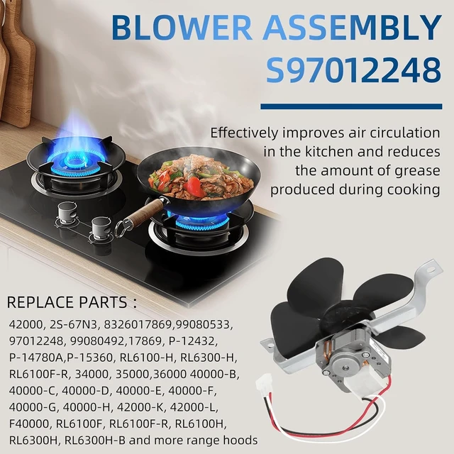 Alt view image 3 of 7 - S97012248 97012248 Range Hood Fan Motor BP17 Replacement Part
Compatible con estufas B-roan Nu-Tone 40000 42000 Series Ken-more de Fetechmate Reemplazar 99080492 97005161 99080533