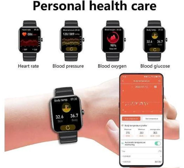 Alt view image 4 of 7 - Smart Watch Blood Glucose, Smartwatch for Men Women Fitness Activity Tracker IP67 Waterproof, Heart Rate Sleep Monitor, Pedometer, Blood Sugar Oxygen Tracking Smart Watches for Android iOS, 2023