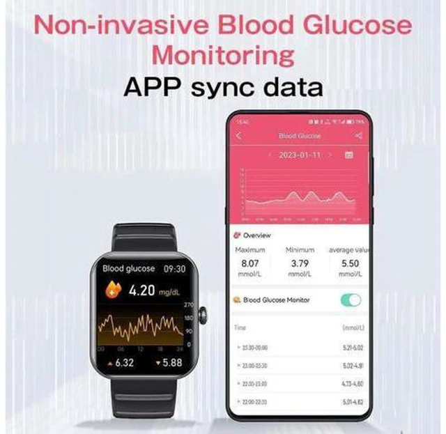 Alt view image 5 of 7 - Smart Watch Blood Glucose, Smartwatch for Men Women Fitness Activity Tracker IP67 Waterproof, Heart Rate Sleep Monitor, Pedometer, Blood Sugar Oxygen Tracking Smart Watches for Android iOS, 2023