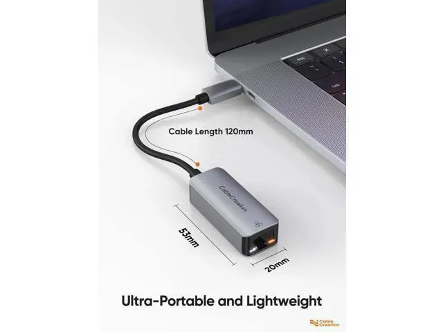 Alt view image 3 of 7 - USB-C Gigabit Ethernet Adapter, Thunderbolt 3 Compatible Type-C to RJ45 10/100/1000Mbps LAN Network Dongle for Steam Deck, MacBook Pro/Air M1/M2, iPad 2022, Galaxy S22 Ultra & All USB-C Devices