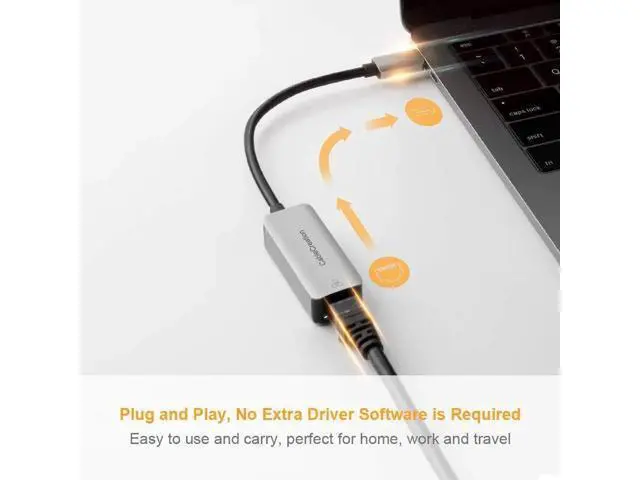 Alt view image 4 of 7 - USB-C Gigabit Ethernet Adapter, Thunderbolt 3 Compatible Type-C to RJ45 10/100/1000Mbps LAN Network Dongle for Steam Deck, MacBook Pro/Air M1/M2, iPad 2022, Galaxy S22 Ultra & All USB-C Devices