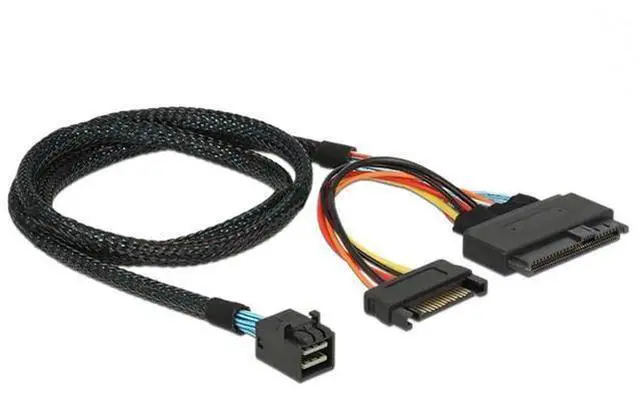 Main image of 0.5M (1.64FT) PCIe 4.0 SFF-8643 to SFF-8639 U.2 Cable with SATA Power, Internal HD Mini SAS to U.2 NVMe SSD Cable for Motherboard Storage Expansion