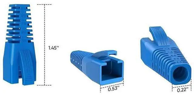 Alt view image 5 of 6 - 100 Pack Blue RJ45 Strain Relief Boots, LAN Cable Plug Protective Sleeves Fit CAT5/CAT5E/CAT6/CAT6A, Flexible Cable Covers for Multiple Wire Diameters
