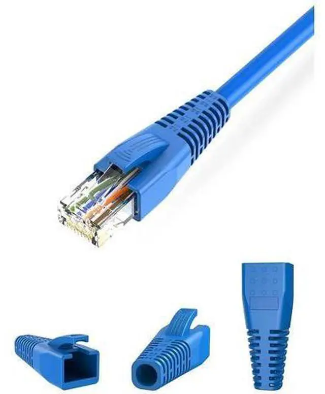 Alt view image 4 of 6 - 100 Pack Blue RJ45 Strain Relief Boots, LAN Cable Plug Protective Sleeves Fit CAT5/CAT5E/CAT6/CAT6A, Flexible Cable Covers for Multiple Wire Diameters