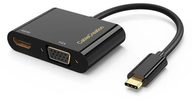 Main image of 2 Pack USB C to HDMI VGA Dual Display Adapter, Type-C Multiport Video Converter Compatible with iPhone 15 Plus/15 Pro Max, Galaxy S22 Ultra, MacBook Pro, XPS 13, iPad Pro 2020