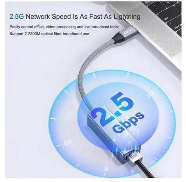 Alt view image 5 of 7 - USB-C to 2.5G Ethernet Adapter RTL8156 Chipset, 2500Mbps RJ45 Wired LAN Network Converter, Plug & Play Type-C Gigabit Ethernet Dongle Compatible with Windows 7/8/10/11, MacBook, Laptops & Desktops