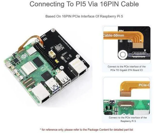 Alt view image 4 of 7 - AJMRTC PCIe to Gigabit Ethernet Adapter for Raspberry Pi 5, PCIe RJ45 Network Expansion Board, Driver-Free Plug & Play, Supports Raspberry Pi OS, Powered via PCIe Cable