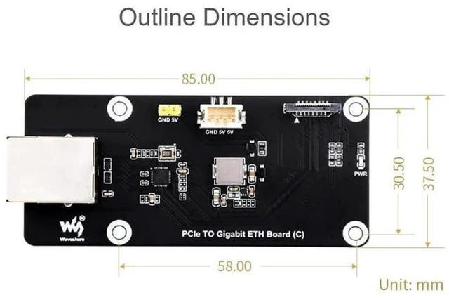 Alt view image 6 of 7 - AJMRTC PCIe to Gigabit Ethernet Adapter for Raspberry Pi 5, PCIe RJ45 Network Expansion Board, Driver-Free Plug & Play, Supports Raspberry Pi OS, Powered via PCIe Cable