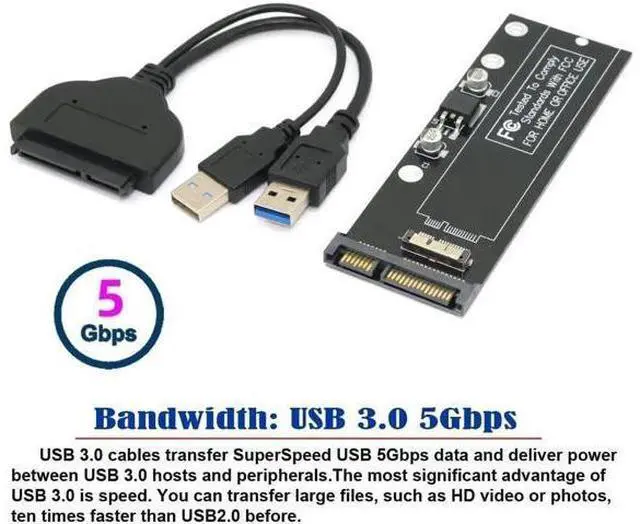 Alt view image 7 of 7 - USB 3.0 Dual PCB Adapter, 12+6Pin Mac SSD + 22Pin SATA Reader for 2010/2011 MacBook Air A1369 A1370