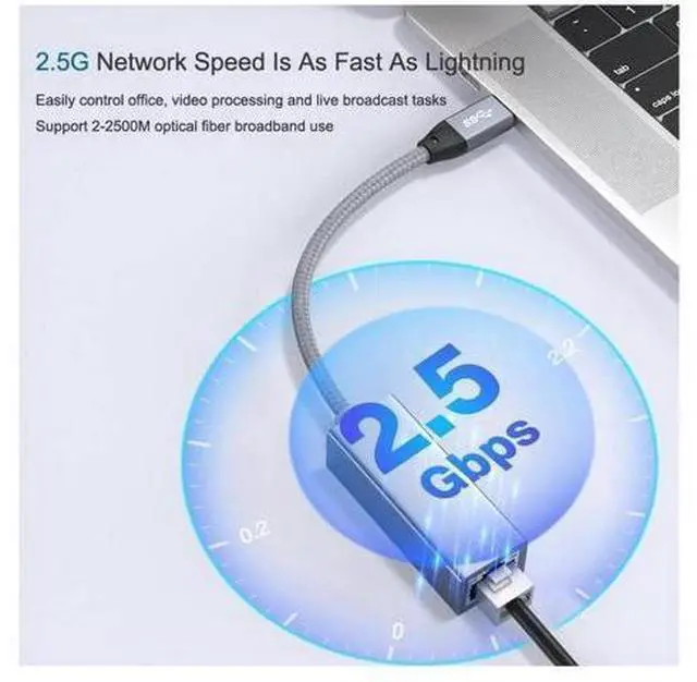 Alt view image 5 of 7 - AJMRTC USB 3.0 to 2.5G Ethernet Adapter RTL8156 Chipset, 2500Mbps RJ45 LAN Wired Network Converter, External USB Gigabit Ethernet Dongle Compatible with Windows 7/8/10/11, MacBook Laptop Desktop
