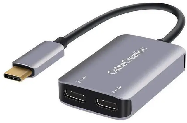 Main image of Grey 2-in-1 USB C Splitter, USB C Audio & PD Fast Charging Dongle Compatible with iPhone 15/16 Series, iPad, MacBook, Galaxy S24/S23/S22+, Pixel 9/8/7+