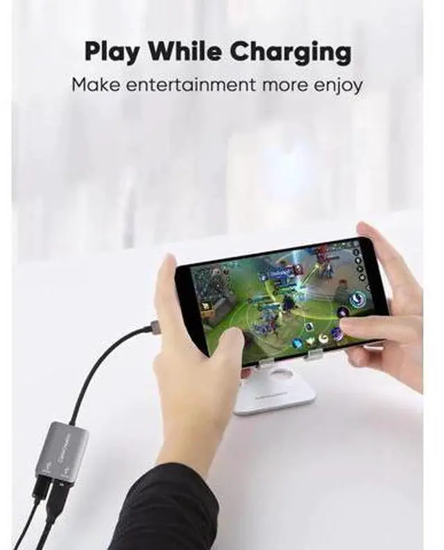 Alt view image 4 of 7 - Grey 2-in-1 USB C Splitter, USB C Audio & PD Fast Charging Dongle Compatible with iPhone 15/16 Series, iPad, MacBook, Galaxy S24/S23/S22+, Pixel 9/8/7+