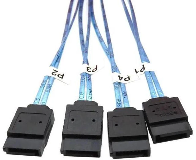 Alt view image 2 of 5 - 1M SFF-8644 External HD Mini SAS to 4 SATA 7Pin Breakout Cable, 3.2FT 12Gbps Server RAID Hard Drive Data Cable