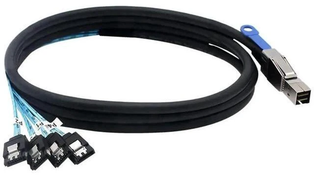 Alt view image 4 of 5 - 1M SFF-8644 External HD Mini SAS to 4 SATA 7Pin Breakout Cable, 3.2FT 12Gbps Server RAID Hard Drive Data Cable