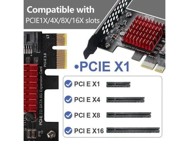 Alt view image 2 of 6 - 2 Port PCIe 3.0 SATA 3.0 Expansion Card with JMB582 Chip, 6Gbps PCI Express SATA Controller