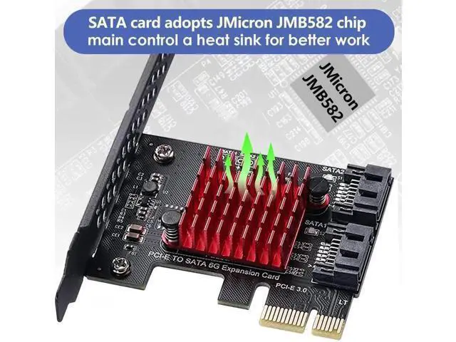 Alt view image 3 of 6 - 2 Port PCIe 3.0 SATA 3.0 Expansion Card with JMB582 Chip, 6Gbps PCI Express SATA Controller