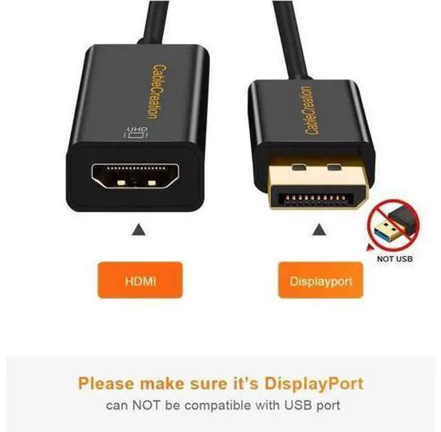 Alt view image 2 of 7 - DisplayPort to HDMI Adapter 4K 60Hz UHD 15CM, DP 1.2 HDMI Audio Converter, Multi Monitor Eyefinity Supported, HDCP Compatible for Laptop GPU Gaming Card Desktop Monitor, DP-HDMI Adaptor