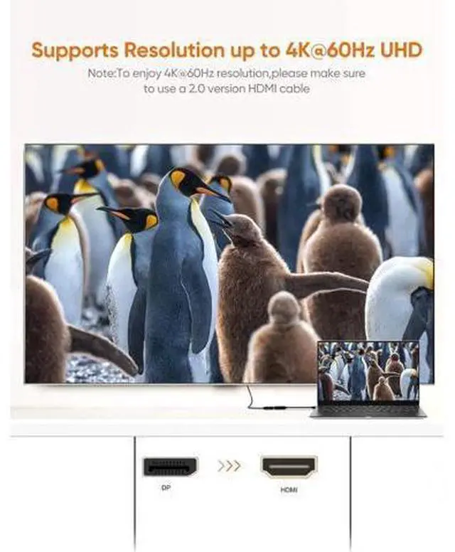 Alt view image 5 of 7 - DisplayPort to HDMI Adapter 4K 60Hz UHD 15CM, DP 1.2 HDMI Audio Converter, Multi Monitor Eyefinity Supported, HDCP Compatible for Laptop GPU Gaming Card Desktop Monitor, DP-HDMI Adaptor