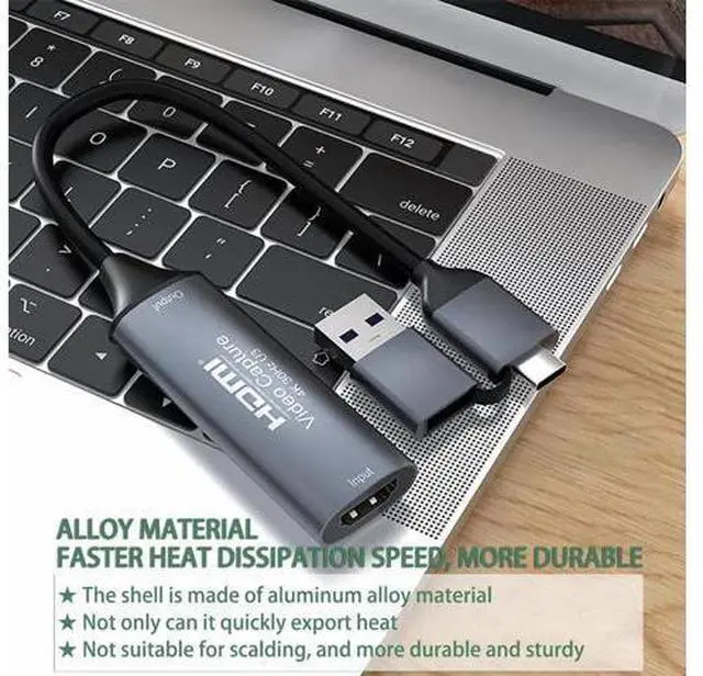 Alt view image 4 of 7 - 4K HDMI to USB 3.0 Type-C Video Capture Card, 1080P 60FPS Cam Link Capture Adapter for Game Streaming, Live Broadcast, Video Conference & Online Teaching