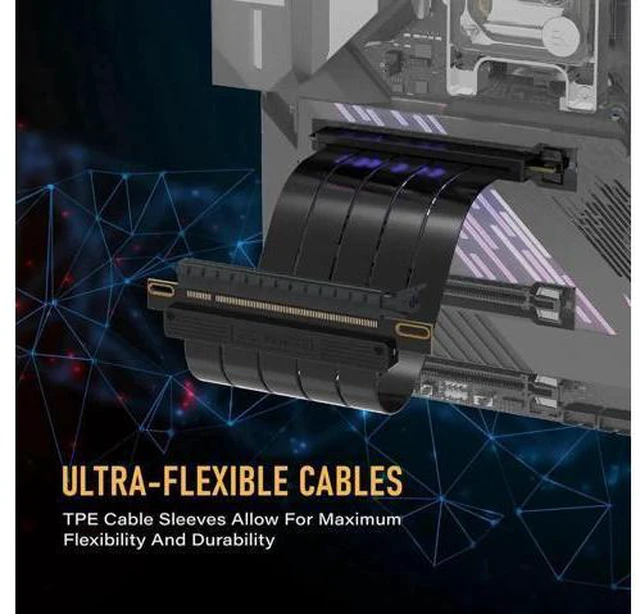 Alt view image 2 of 6 - 20cm (7.87in) Straight PCIe Gen4 x16 GPU Riser Cable, High Speed Flexible PCI Express 4.0 Graphics Card Extension Cord