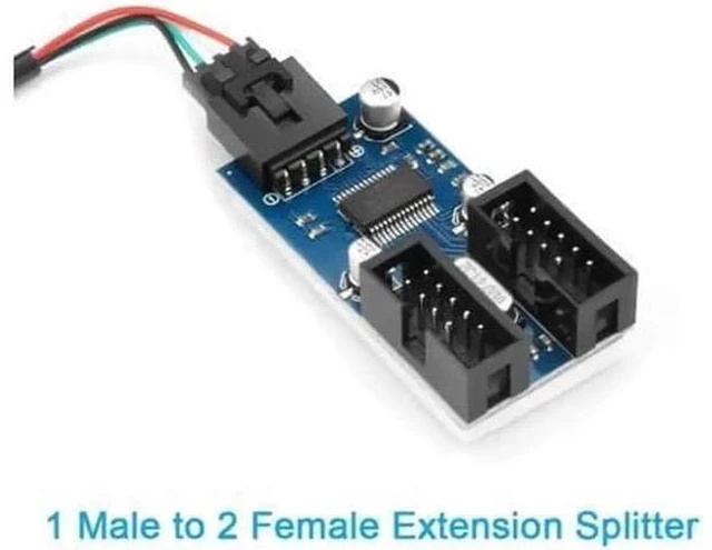 Alt view image 4 of 4 - Motherboard USB 2.0 9Pin Header 1 to 4 Splitter Extension Cable, Internal 9-Pin Female to 4 Female Hub Adapter Port Multiplier, 30CM Length for PC Front Panel Expansion