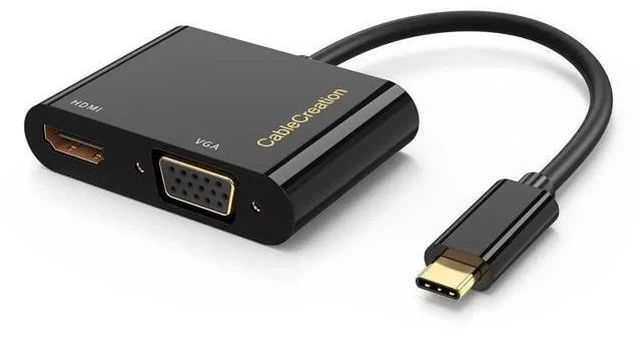 Alt view image 3 of 7 - 2 Pack USB-C to HDMI VGA Multiport Adapter, Dual Display Type-C Video Converter Compatible with iPhone 15 Plus/15 Pro Max, Galaxy S22 Ultra, MacBook Pro, XPS 13, 2020 iPad Pro