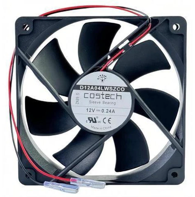 Main image of COSTECH D12A04LWSZC0 12025 DC12V 0.24A 2-Wire Sleeve Bearing Cooling Fan, 120×120×25mm 12CM Replacement Fan for Server & Chassis