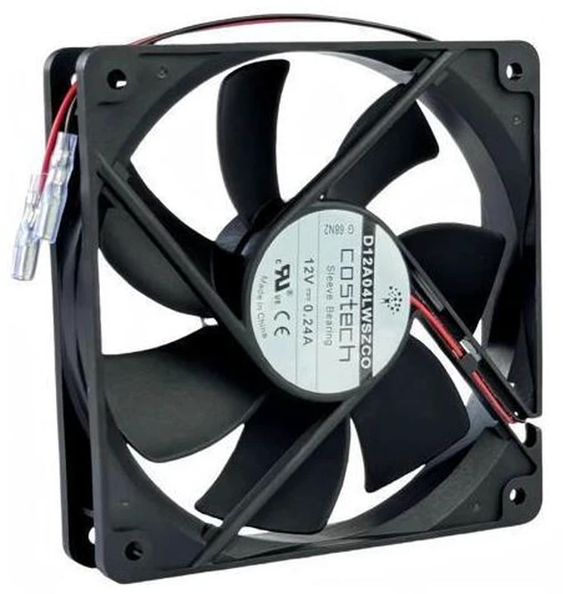 Alt view image 4 of 7 - COSTECH D12A04LWSZC0 12025 DC12V 0.24A 2-Wire Sleeve Bearing Cooling Fan, 120×120×25mm 12CM Replacement Fan for Server & Chassis
