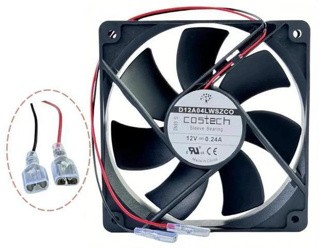 Alt view image 5 of 7 - COSTECH D12A04LWSZC0 12025 DC12V 0.24A 2-Wire Sleeve Bearing Cooling Fan, 120×120×25mm 12CM Replacement Fan for Server & Chassis