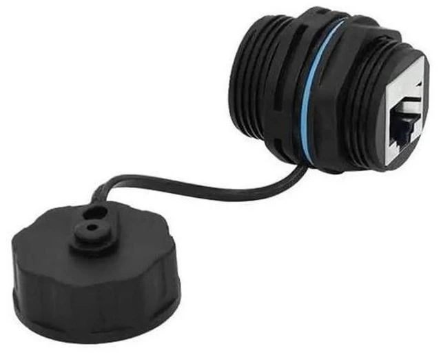 Alt view image 6 of 7 - 2 Pack Waterproof Panel Mount RJ45 Coupler, Shielded Pure Copper Female to Female Ethernet Connector with Dust Cap, Outdoor LAN Adapter Compatible with Cat5/Cat6/Cat6A/Cat7 Network Cables