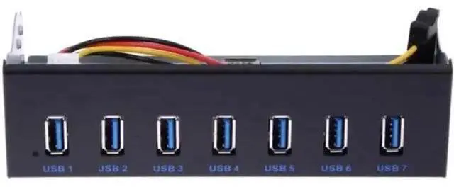 Main image of 5.25 Inch Optical Drive Bay 7-Port USB 3.0 Front Panel Hub, 5Gbps High Speed PC Case Expansion Station with 19-Pin USB 3.0 Header to Type-A Male Internal Cable