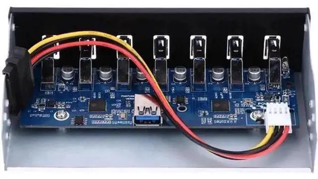Alt view image 3 of 5 - 5.25 Inch Optical Drive Bay 7-Port USB 3.0 Front Panel Hub, 5Gbps High Speed PC Case Expansion Station with 19-Pin USB 3.0 Header to Type-A Male Internal Cable