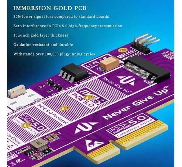 Alt view image 3 of 7 - P560RPO PCIe 5.0 X16 to M.2 NVMe SSD Adapter Card, 128GBps Full Bandwidth Expansion Card with Aluminum Alloy Heatsink, Up to 10000MB/s Sequential Speed, Stable Signal Transmission, Universal Compatibi