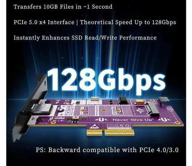 Alt view image 6 of 7 - P560RPO PCIe 5.0 X16 to M.2 NVMe SSD Adapter Card, 128GBps Full Bandwidth Expansion Card with Aluminum Alloy Heatsink, Up to 10000MB/s Sequential Speed, Stable Signal Transmission, Universal Compatibi