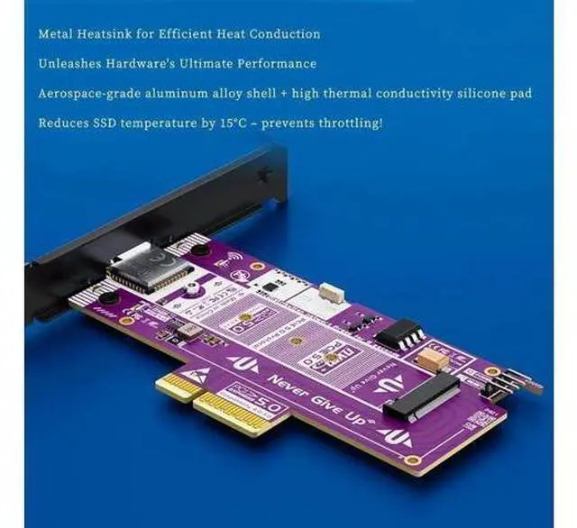 Alt view image 5 of 7 - P560RPO PCIe 5.0 X16 to M.2 NVMe SSD Adapter Card, 128GBps Full Bandwidth Expansion Card with Aluminum Alloy Heatsink, Up to 10000MB/s Sequential Speed, Stable Signal Transmission, Universal Compatibi