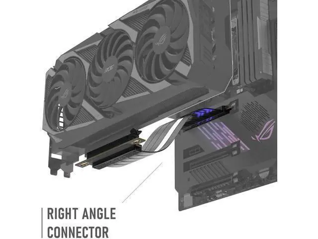 Alt view image 3 of 7 - 20cm (7.87in) PCIe Gen4 x16 Right Angle GPU Riser Cable, High Speed Flexible PCI Express 4.0 Graphics Card Extension Cord