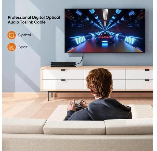 Alt view image 2 of 7 - 50FT Thin Optical Digital Audio Cable Gold Plated Toslink S/PDIF Fiber Cord for TV Sound Bar Game Console CD Player