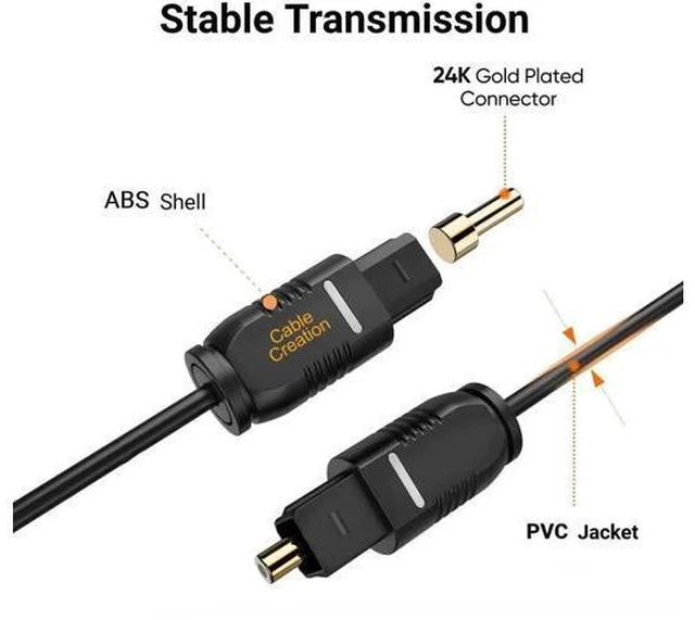 Alt view image 4 of 7 - 50FT Thin Optical Digital Audio Cable Gold Plated Toslink S/PDIF Fiber Cord for TV Sound Bar Game Console CD Player