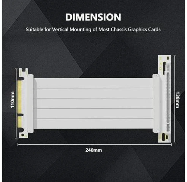 Alt view image 4 of 7 - 200mm PCIe 4.0 x16 Flexible GPU Riser Cable, 90 Degree EMI Shielded PCI Express 4.0 Extender Cord with TPE Sleeves, Backward Compatible with PCIe 3.0/2.0